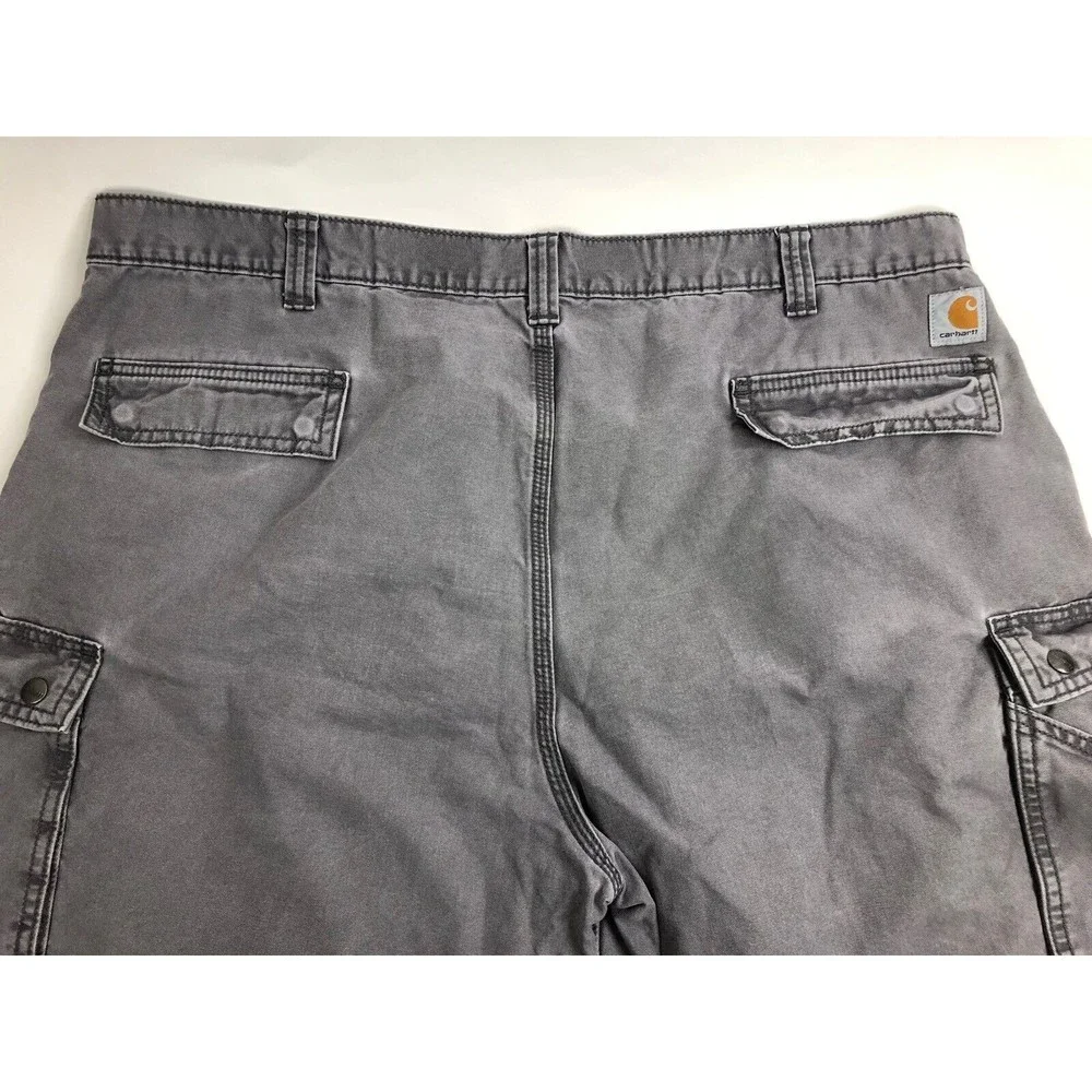 Carhartt Shorts Adult 46 Gray Canvas Cargo Work Wear Outdoors Hiking Mens Relax